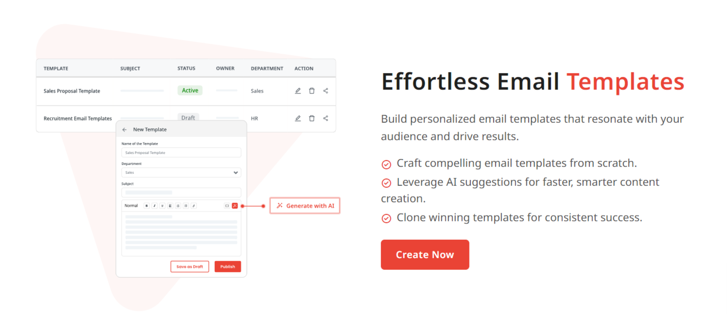 AI Email writing Effortless Email Templates - Create and personalize email templates with AI-powered suggestions and pre-built templates.