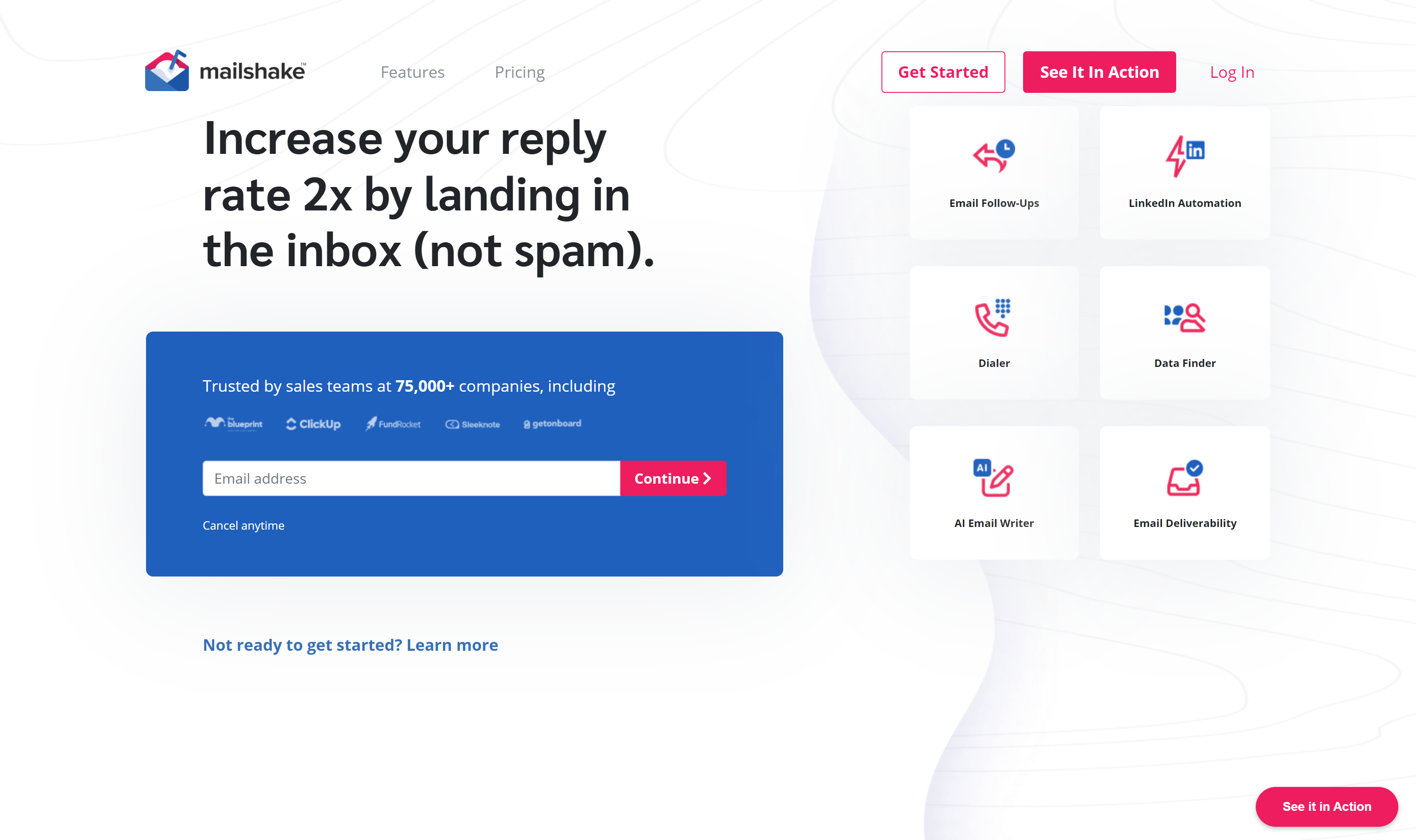 Mailshake Mailshake: Double your email reply rate with AI-powered features and inbox delivery.