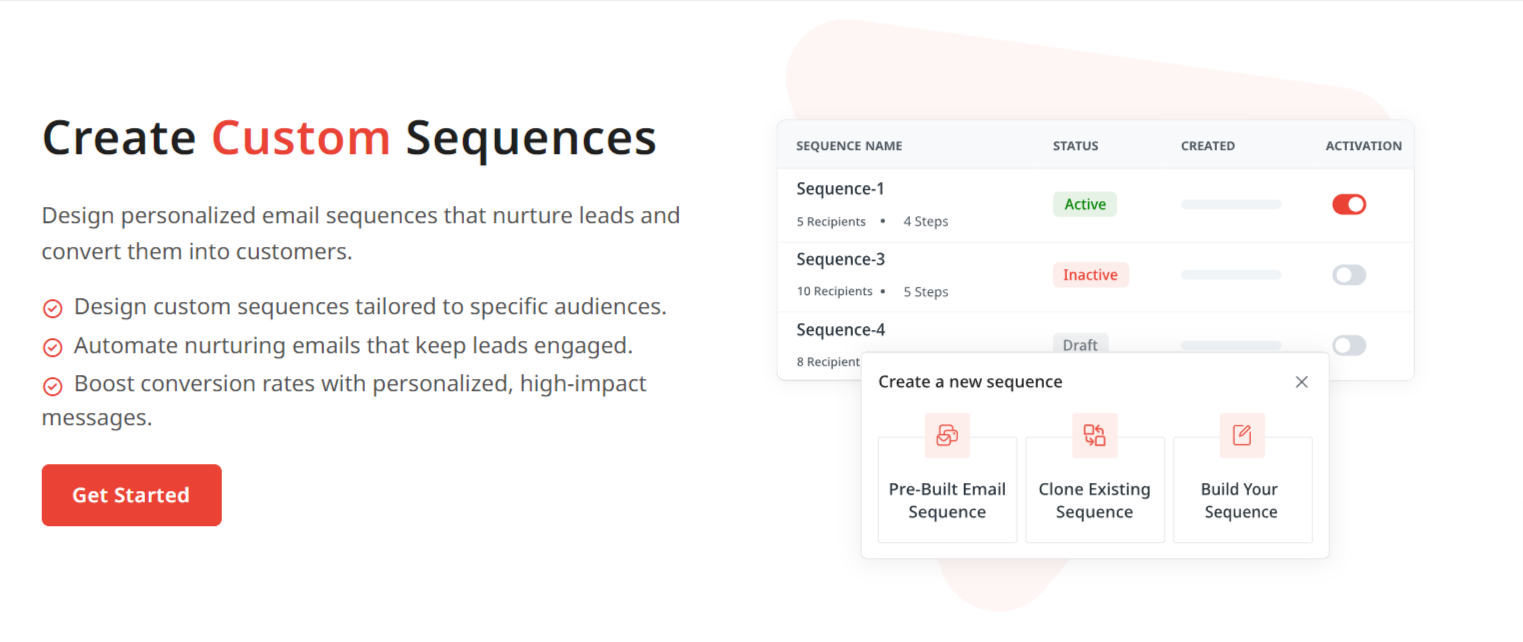 Custom Sequences Custom Email Sequences - Design and automate personalized email sequences to nurture leads and boost conversions.